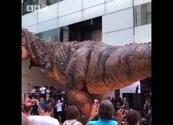 Enlace a El animatronic en forma de Tyrannosaurus Rex que da realmente miedo