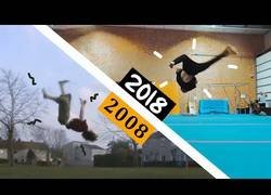 Enlace a Los 10 años de evolución de este chaval haciendo piruetas por los aires