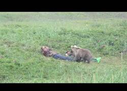 Enlace a Osezno vs dos hombres, no sé quién se asusta más de todos