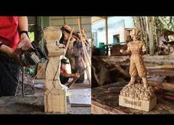 Enlace a Tallando en madera un Goku Super Saiyan