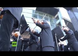 Enlace a Una orquesta ofrece un concierto gratuito durante las manifestaciones de Paris