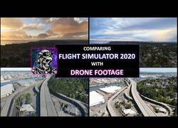Enlace a Comparando imágenes de Flight Simulator 2020 con la de drones sobrevolando ciudades