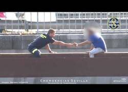 Enlace a Brillante actuación de un bombero en Sevilla para salvar a un hombre quería tirarse al vacío