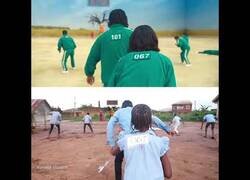 Enlace a Jóvenes nigerianos interpretan El Juego del Calamar en versión 'lowcost'