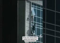 Enlace a Héroe anónimo salva a una niña pequeña de caer de un octavo piso