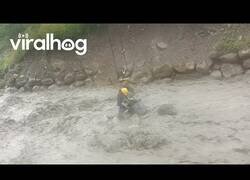 Enlace a Rescatan a un perro atrapado en un río