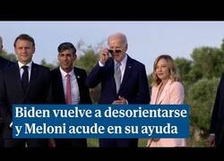 Enlace a Biden vuelve a mostrarse desorientado y Meloni acude en su ayuda en la reunión del G7