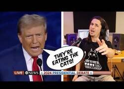 Enlace a Haciendo un remix de la parte del debate en la que Trump dice que los inmigrantes se comen a las mascotas