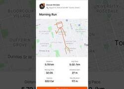 Enlace a Un runner de Toronto modifica sus rutas para generar un monigote bailando