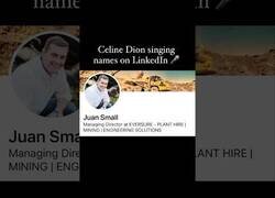 Enlace a Céline Dion cantando nombres de LinkedIn