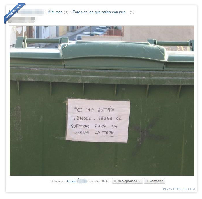 contenedor,tapa,mancos,cerdos,guarros,basura,nota,cartel