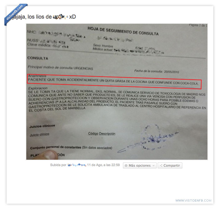 sensación de vivir,quitagrasa,intoxicación,coca cola