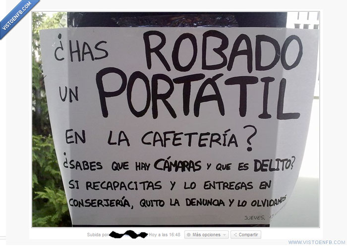 robo,portátil,cafetería