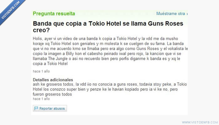 yahoo respuestas,tokio hotel,ignorante,guns n roses,copia