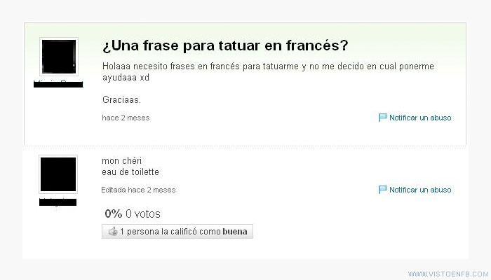 yahoo respuestas,tatoo,mon chéri,francés,eau de toilette