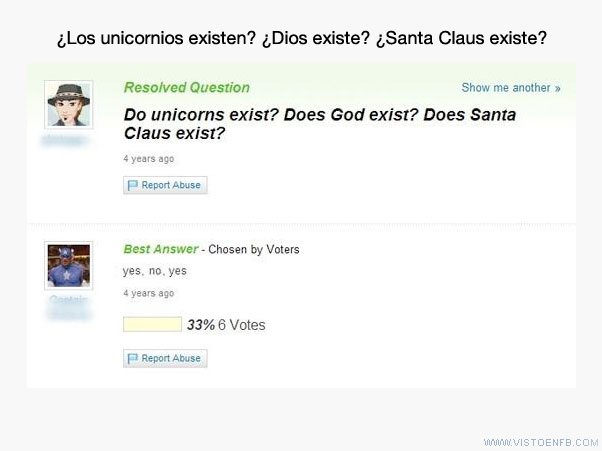 ateo,yahoo respuestas,unicornio,santa,ingenuo,dios