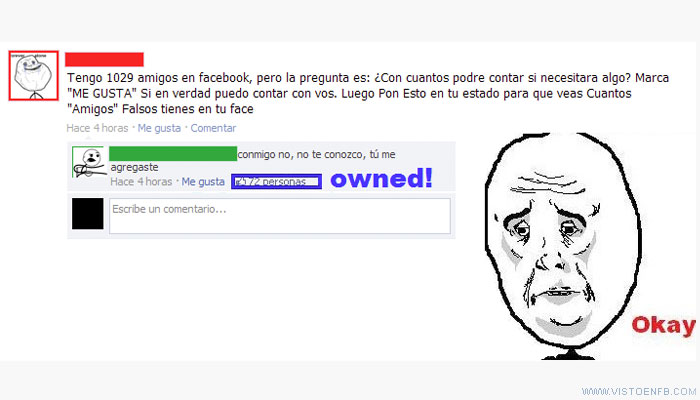 me gusta,forever alone,amigos,owned