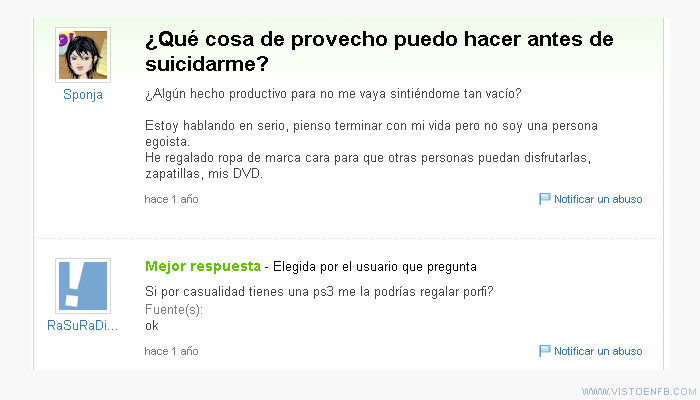 suicidio,ps3,generosidad,yahoo respuestas