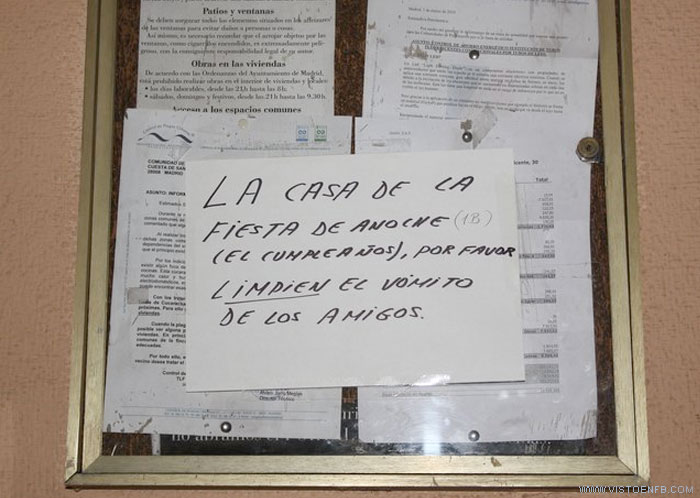 vómito,vecinos,cumpleaños,casa