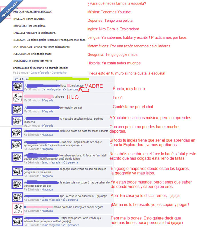 youtube,trollface,madre,hijo,escuela