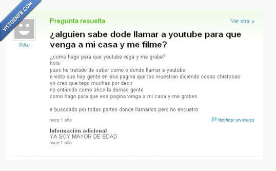 tonto,yahoo respuestas,youtube,grabar
