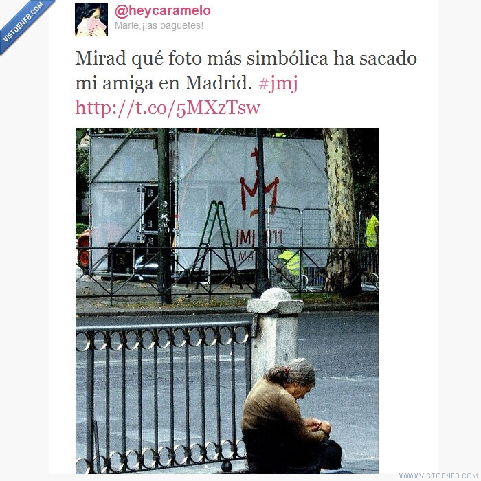 JMJ,mendigo,ironía,hipocresía,iglesia,vagabundo,pobreza,twitter