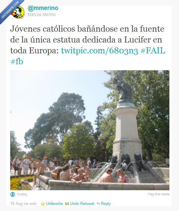 estatua,fuente,lucifer,JMJ,fail