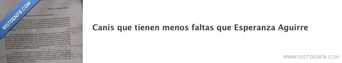 Esperanza Aguirra,canis,faltas,ortografía,fail