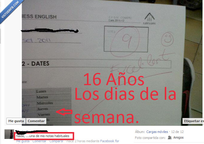 tonta,choni,inglés de nivel,examen,notazas