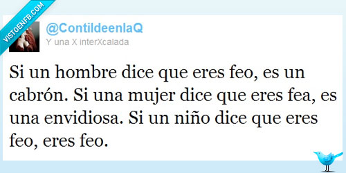 hombre mujer niño verdad feo twitter