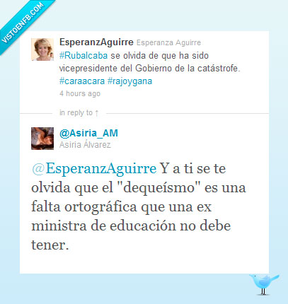 Aguirre,Twitter,de que,dequeísmo,ministra,educación,fail,respuesta