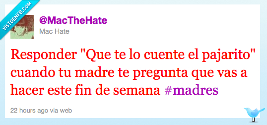 Twitter,pajarito,madre,fin de semana,pregunta