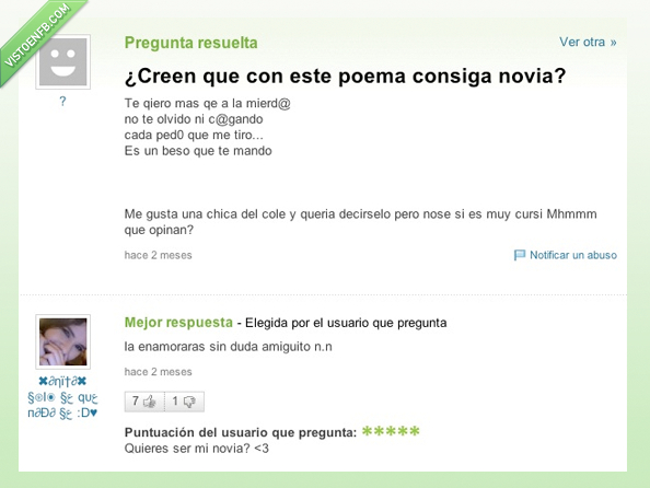 yahoo answers,cagando,poema,cursi,asco