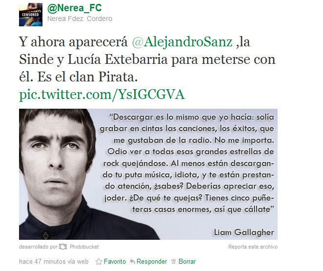 lucía etxebarria,alejandro sanz,PIPA,SOPA,ley sinde,liam gallagher