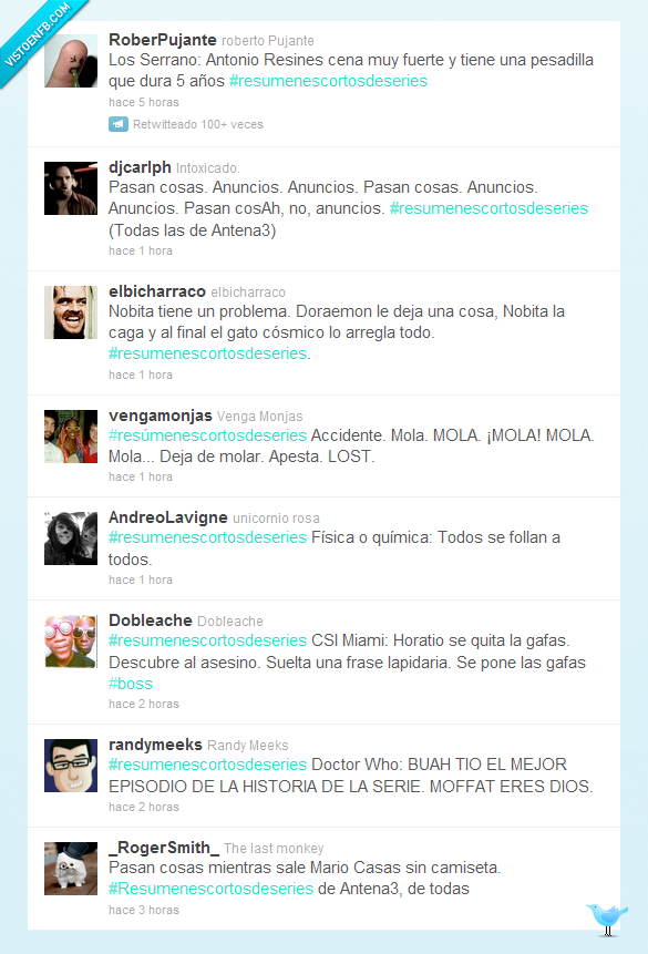 Doctor Who,CSI,Lost,Doraemon,Antena 3,serrano,series,cortos,resumenes