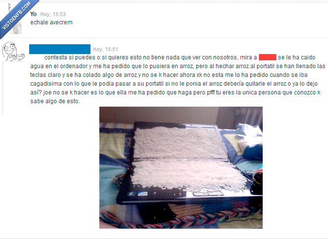 echale avecrem,arroz,agua,fail