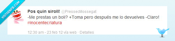 inocente,boli,prestar,twitter,no va a volver,devolver