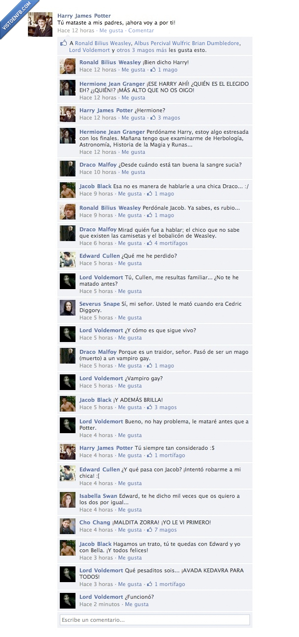 hp mola más,Jacob Black,Edward Cullen,Crepusculo,Cho Chang,Albus Dumbledore,Severus Snape,Lord Voldemort,Ronald Weasley,Hermione Granger,Draco Malfoy,vampiro,Harry Potter,Bella Swan