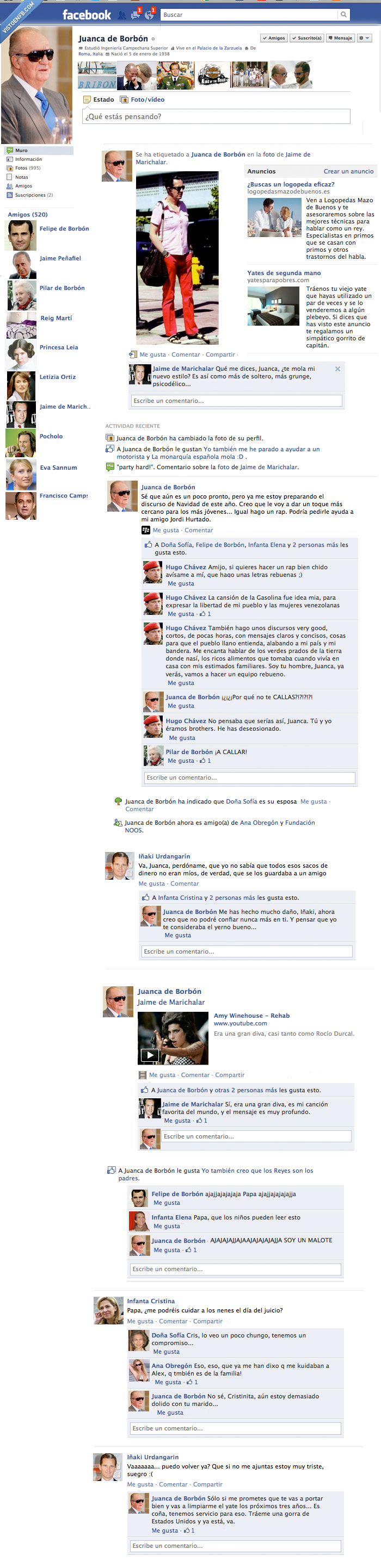facebook,falso,rey,juan carlos,españa,príncipe,infanta,urdangarin,marichalar,reina,pocholo,ana obregon