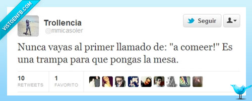 llamado,comer,trampa,poner la mesa,madres