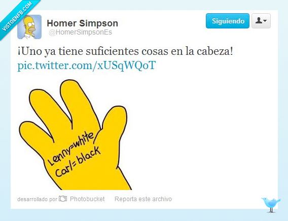 mano,carl,apuntar,negro,lenny,blanco,Twitter,Homer Simpson