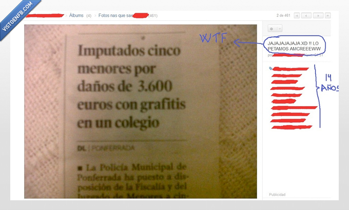 Sinvergüenza,grafitti,pintada,multa,colegio,14años
