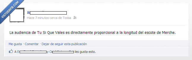tv,tu si que vales,merche,escote,pechotes,audiencia,directamente,proporcional,longitud