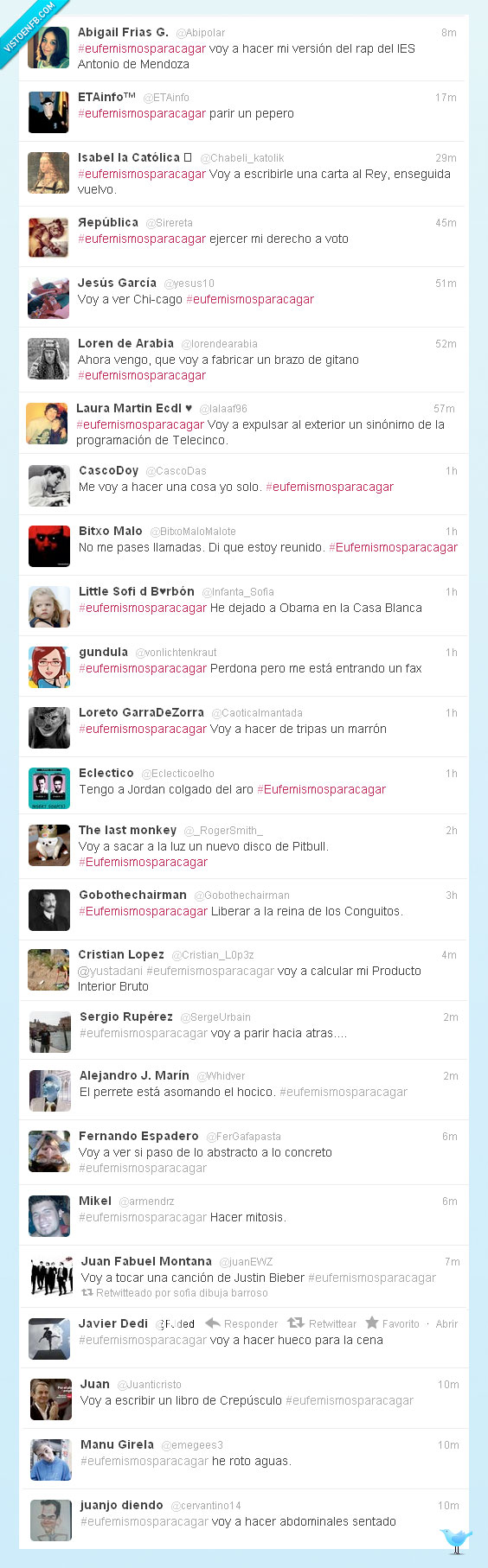 eufemismos,tweet,twitter,mierda,cagar,#eufemismosparacagar