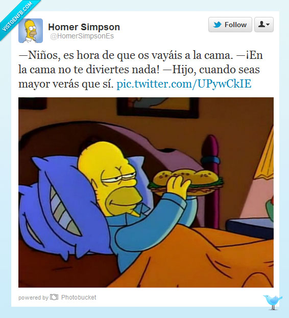 Homer,bocadillo,cama