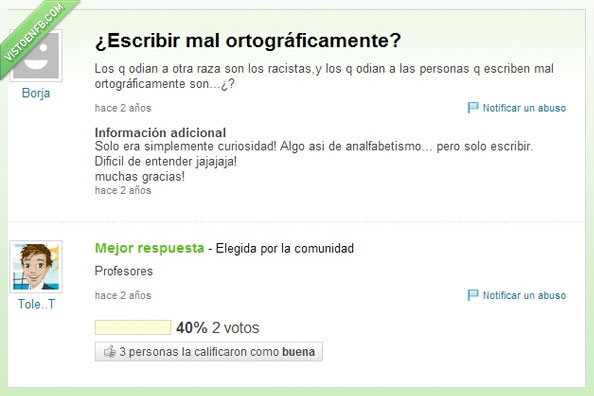 profesores,racismo,ortografía,yahoo,grammar nazi