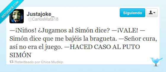 Simón Dice,bragueta,cura,juego
