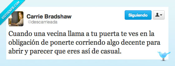 decente,casual,puerta,abrir,vecinos,ropa