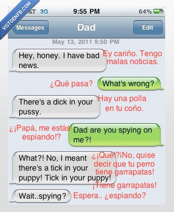 Padre,mala,noticia,hija,cariño,espiando,perro,garrapatas