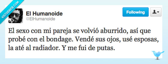 radiador,esposa,ojo,venda,bondage,atar,aburrido,pareja